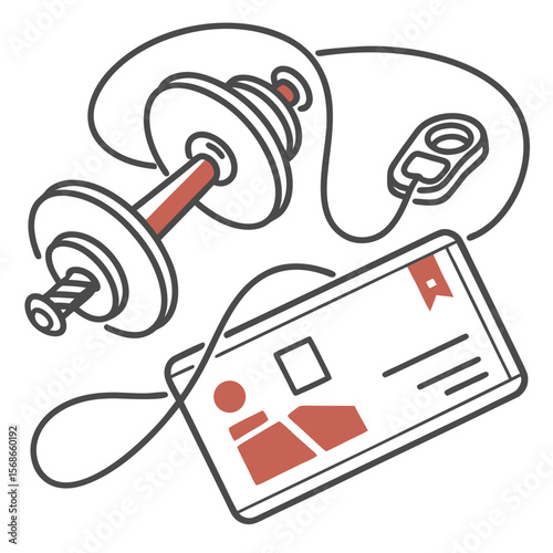 Dumbbell phone and membership card fitness workout