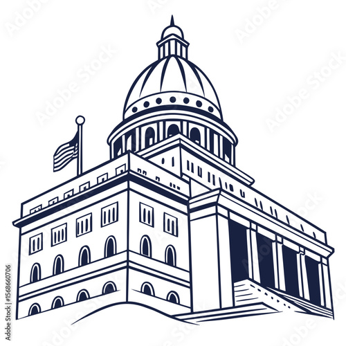 Government building with dome and flag architecture capitol