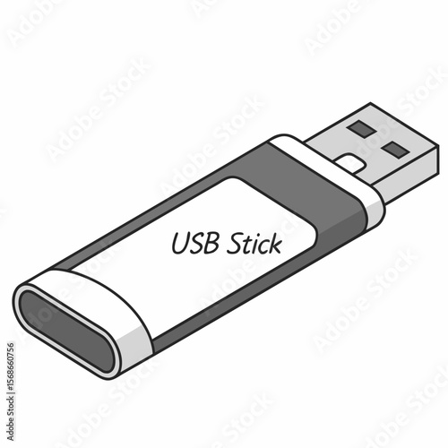Gray and white U S B flash drive with black outline usb drive storage