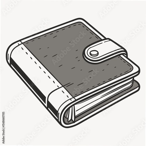 Gray leather wallet with snap closure folded