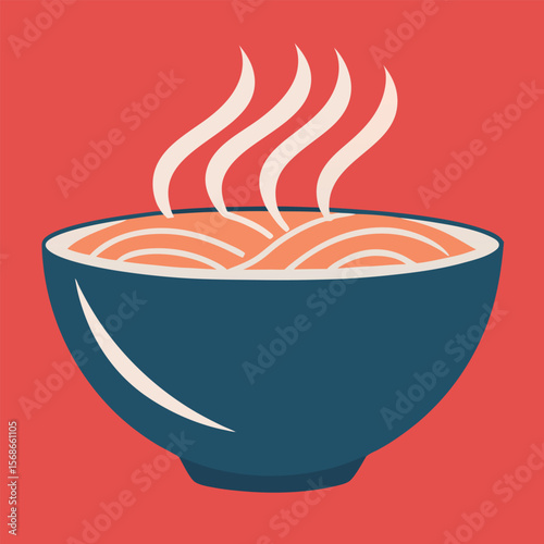 Steaming Bowl of Noodle Soup A Delicious and Warm Culinary Illustration