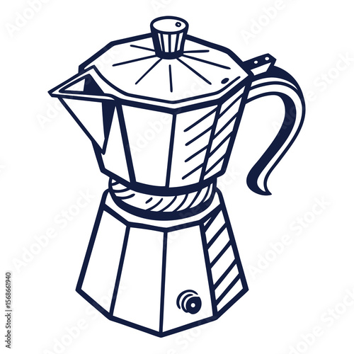 Moka pot coffee maker illustration espresso brewing