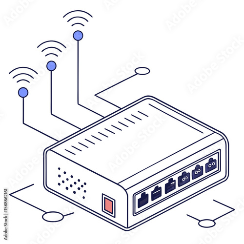 Network device with wireless signal indicators and ports network router technology