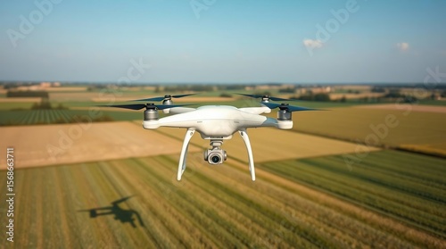 Aerial drone surveys farmland landscape