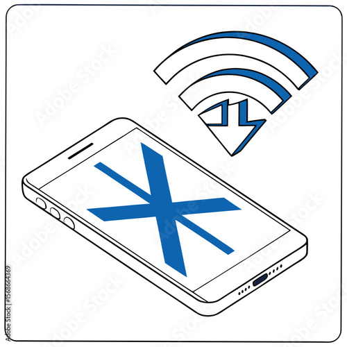 Smartphone with Bluetooth and Wi- Fi symbols mobile phone technology
