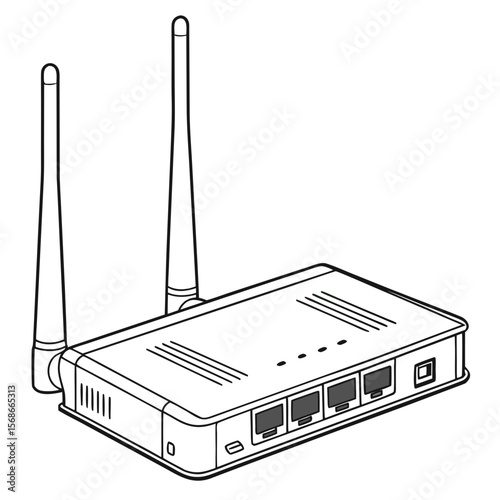 Wireless router with antennas and ports wifi ethernet ports