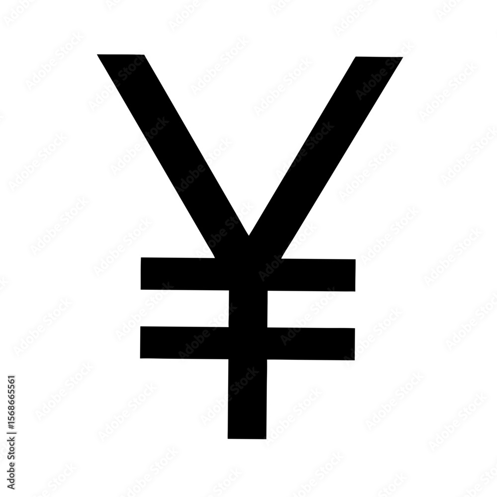Obraz premium Yen Symbol Silhouette On White Background currency finance