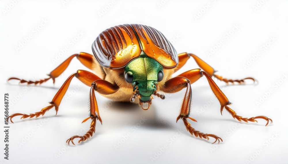 Fototapeta premium Metallic green and orange beetle close-up