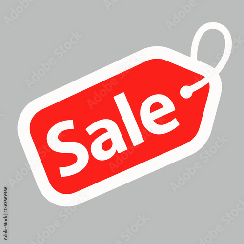 Flat sale banner with solid red and whit