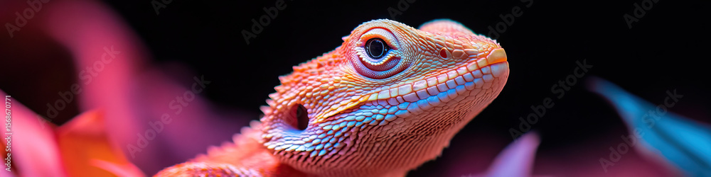 Fototapeta premium Close-up Photograph of a Bearded Dragon's Head and Neck
