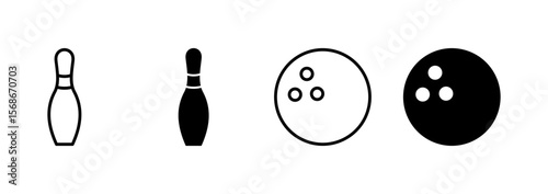 Bowling icon vector. bowling ball and pin sign and symbol.