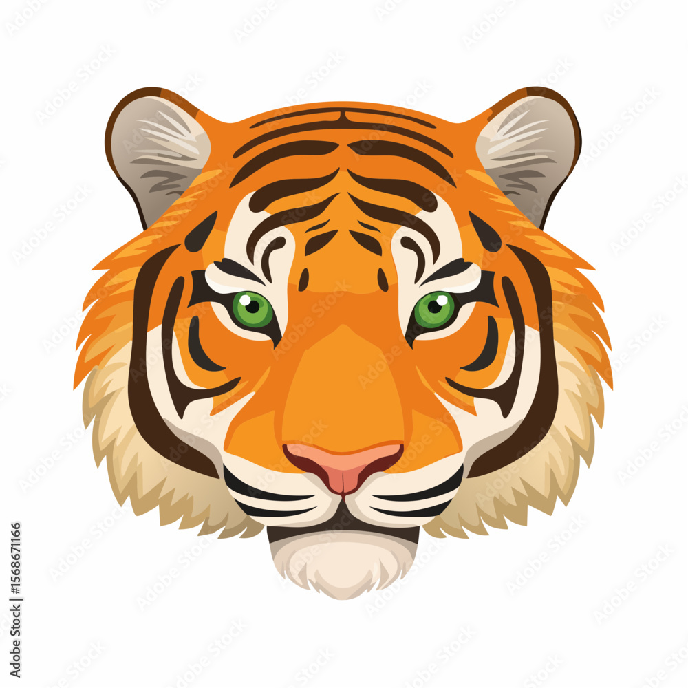 Fototapeta premium Majestic Tiger Face Vector Illustration Fierce and Powerful Big Cat Portrait