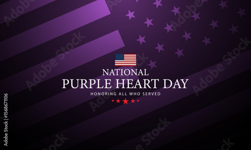 National Purple Heart Day August 7 Background Vector Illustration
