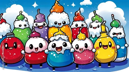 Cute, colorful food characters