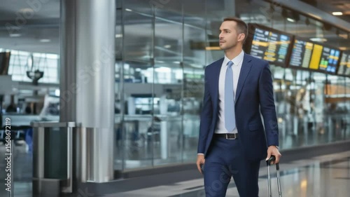 Wallpaper Mural Businessman Walking Through Airport Terminal with Luggage Torontodigital.ca