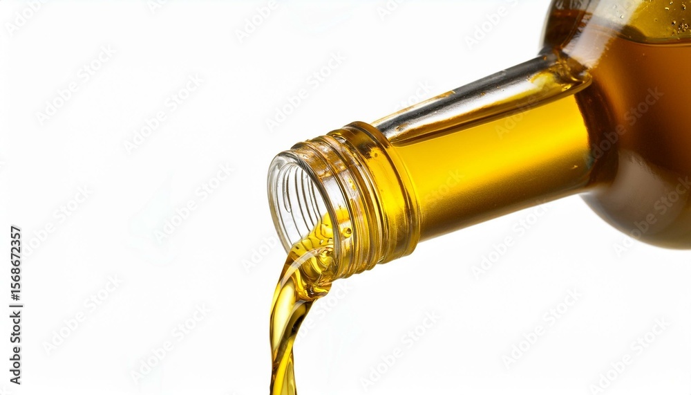 Fototapeta premium Golden oil pouring from bottle