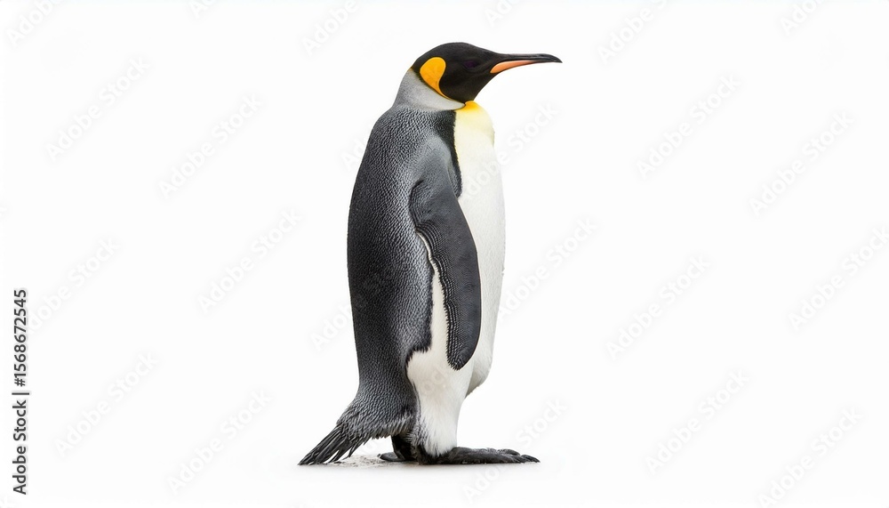 Fototapeta premium King penguin profile against white background