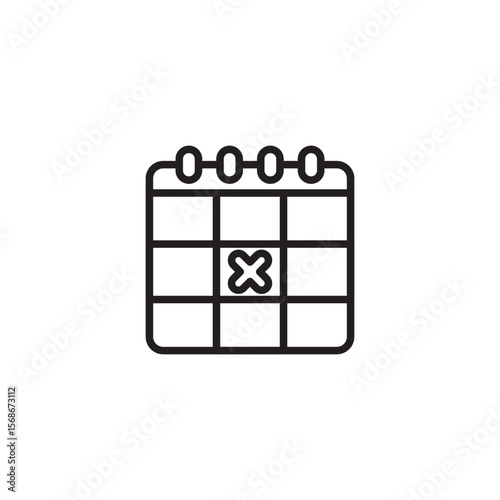 A clean line-art icon of a calendar with an "X" marked on one of the dates, indicating a canceled event or an unavailable day.