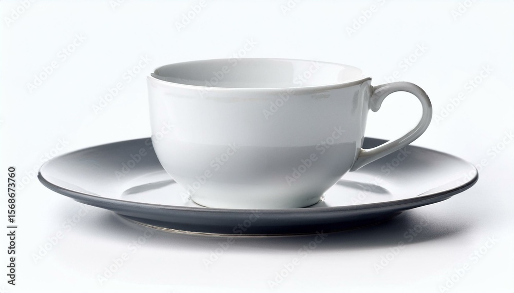 Fototapeta premium White teacup and gray saucer