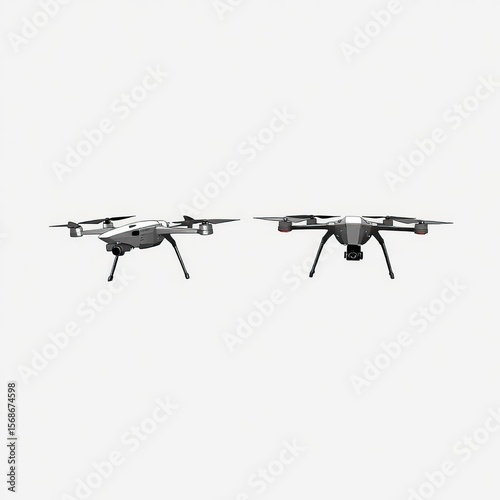Drones in monochrome illustration