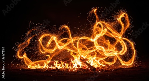 Abstract Fire Photography Dynamic Flames and Embers in the Dark