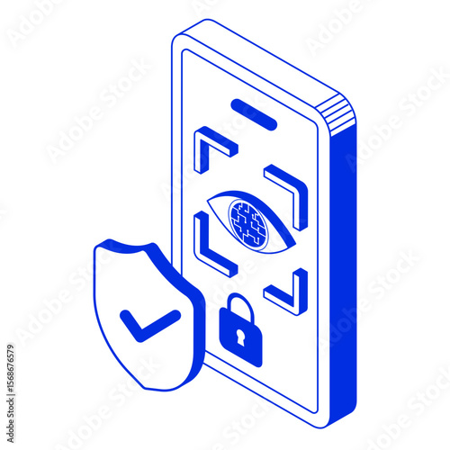 retina recognition isometric illustration