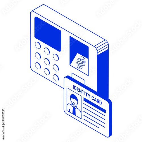 fingerprint scanner isometric illustration
