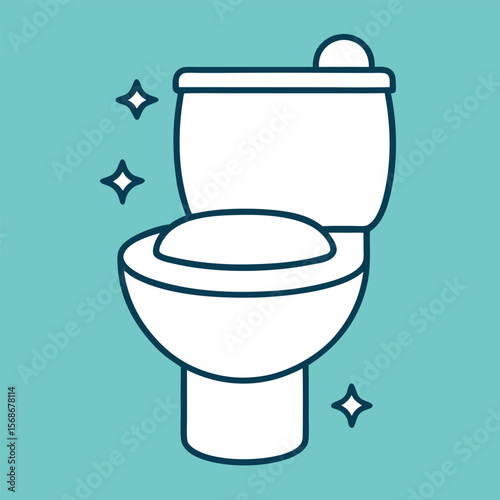 Clean Toilet Icon Sparkling Clean Bathroom Illustration