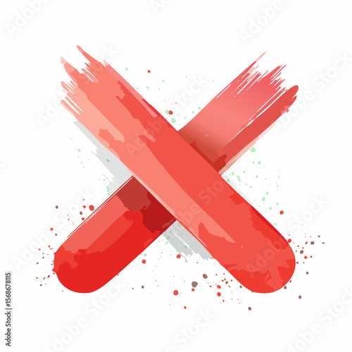 Red cross icon symbol for cancel or wrong choice in 3D vector style