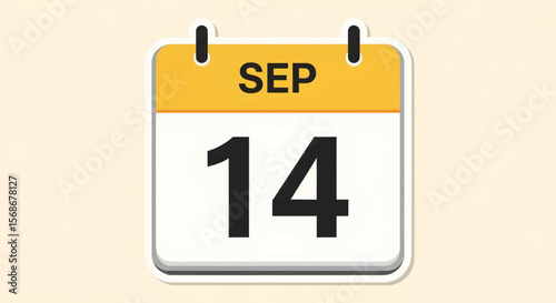 Retro-Modern Halftone Calendar Icon with Bold Yellow "SEP" Header and Large Black "14" Numerals
