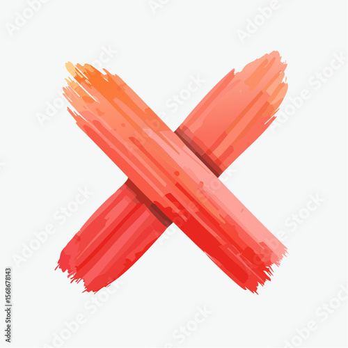 x cross red watercolor flat
