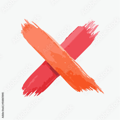 x cross red watercolor flat