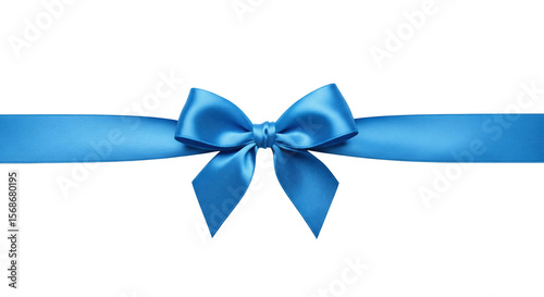 Foto Blue ribbon bow on transparent background