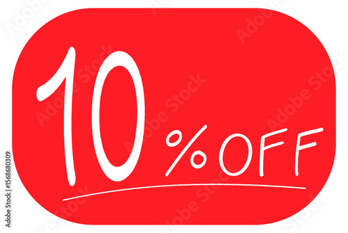 赤い背景の手描きの「10%OFF」のアイコン