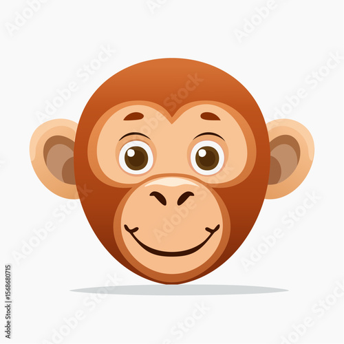 Adorable Cartoon Monkey Face Vector Illustration