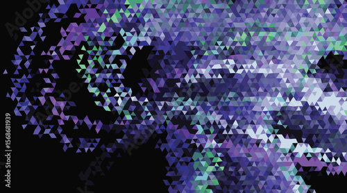 Abstract geometric mosaic of purple and green triangles