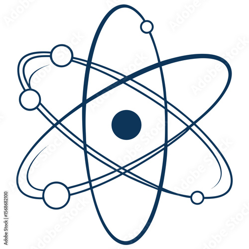 Atomic structure symbol dark blue nucleus electrons