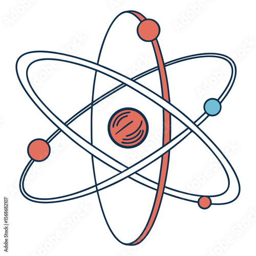 Atomic structure diagram with orbiting particles science