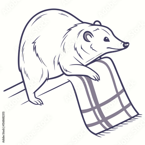 Bear resting on plaid blanket animal