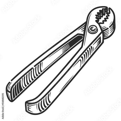 Black metal pliers gripping tool