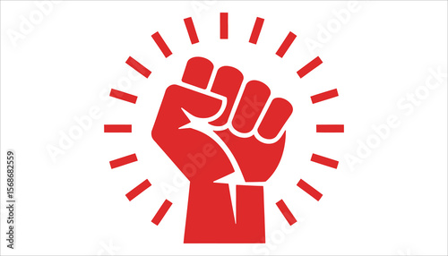 Raised Fist Vector Symbol of Protest and Revolution in Bold Red Style