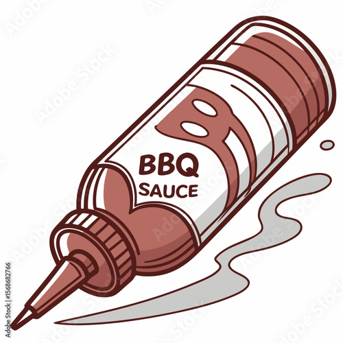 Brown B Q sauce bottle with white label bbq sauce condiment