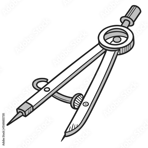 Drawing compass with silver and black details drafting tool