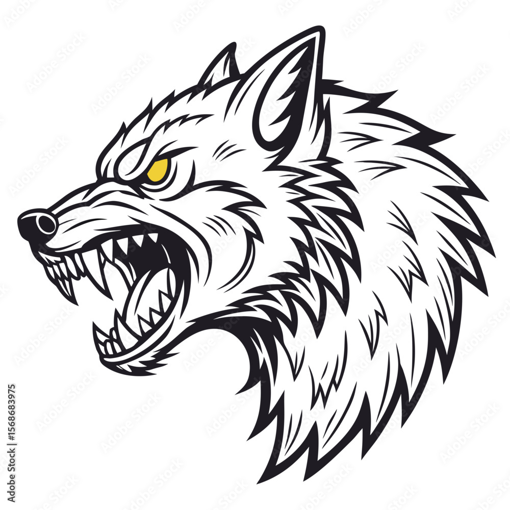Εκτύπωση καμβά Fierce wolf head snarling werewolf animal