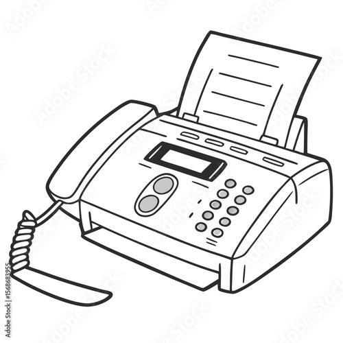 Fax machine with handset and paper office equipment