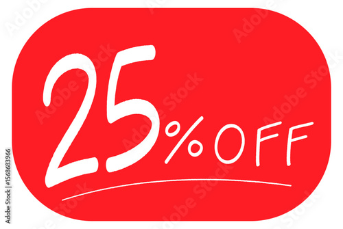 赤い背景の手描きの「25%OFF」のアイコン