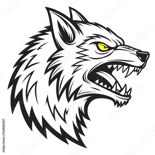 Ferocious wolf head werewolf animal