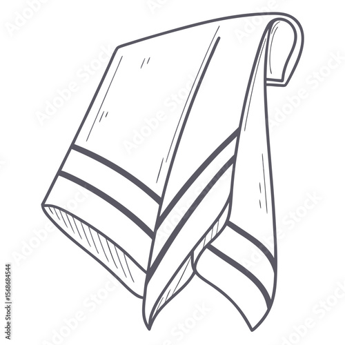 Hand drawn towel with stripes fabric textile