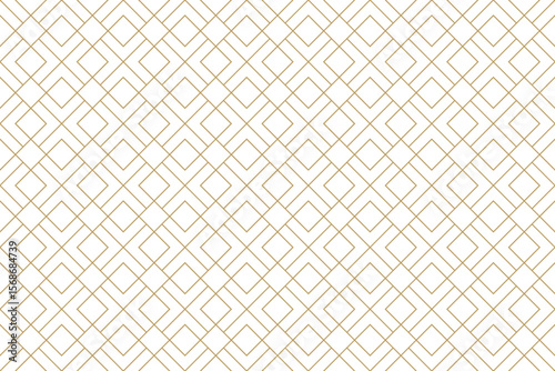 Seamless geometric pattern of delicate golden lines forming square diamond and grid design on white background, vector illustration.