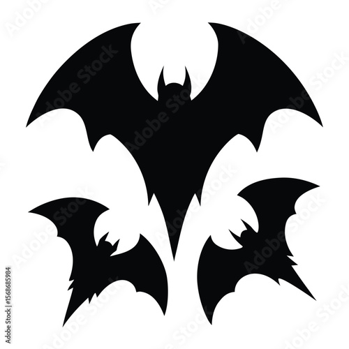 Silhouette of Bats Spooky Halloween Illustration